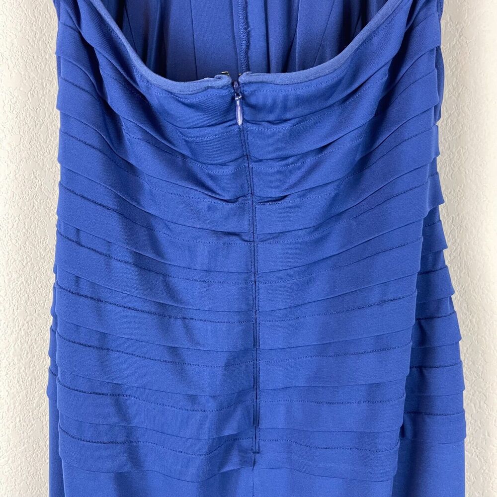 Tadashi Collection Halter Dress Womens Medium Blue Pleated Sleeveless Cocktail - Picture 9 of 15